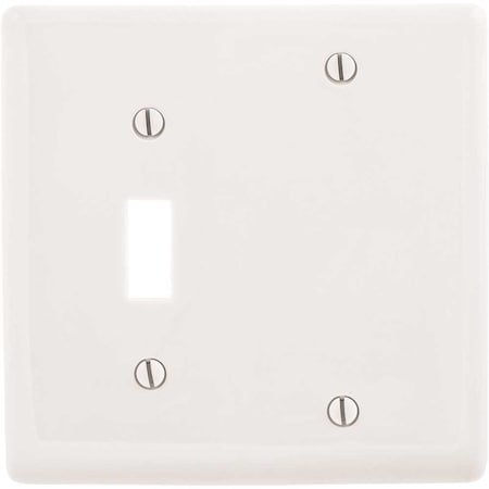 2-Gang White Medium Size Toggle And Blank Wall Plate